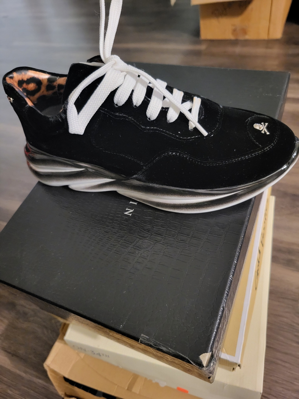 Philipp Plein Black and White Women's Platform Sneaker
